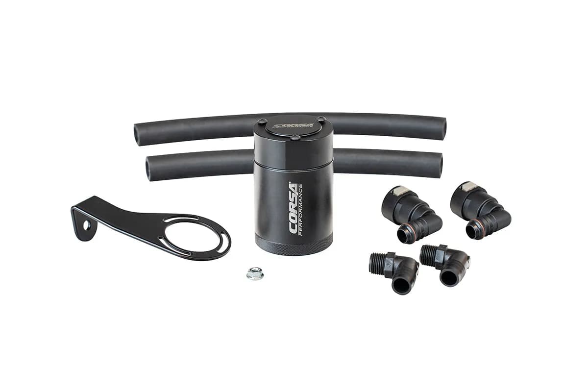 CORSA Performance 3 oz. aluminum oil catch can with mounting bracket