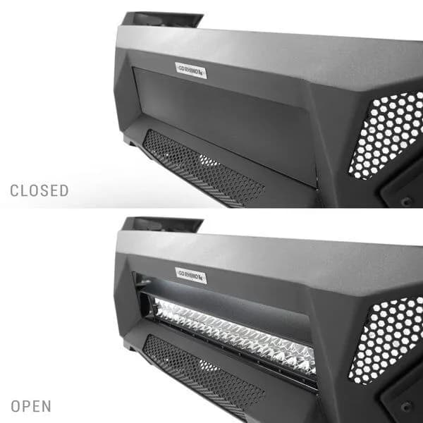 Go Rhino 343891T - Element Front Bumper with Power Actuated Hide-Away Light Bar Mount - Textured Black