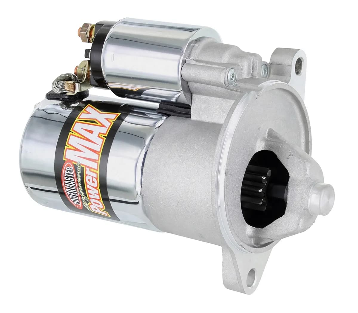PowerMax Starter; Chrome; 164 Tooth Flywheel; 160 ft./lb. Torque; 4.25:1 Gear Reduction; 3/4in. Offset; Rated 1.4 kw;