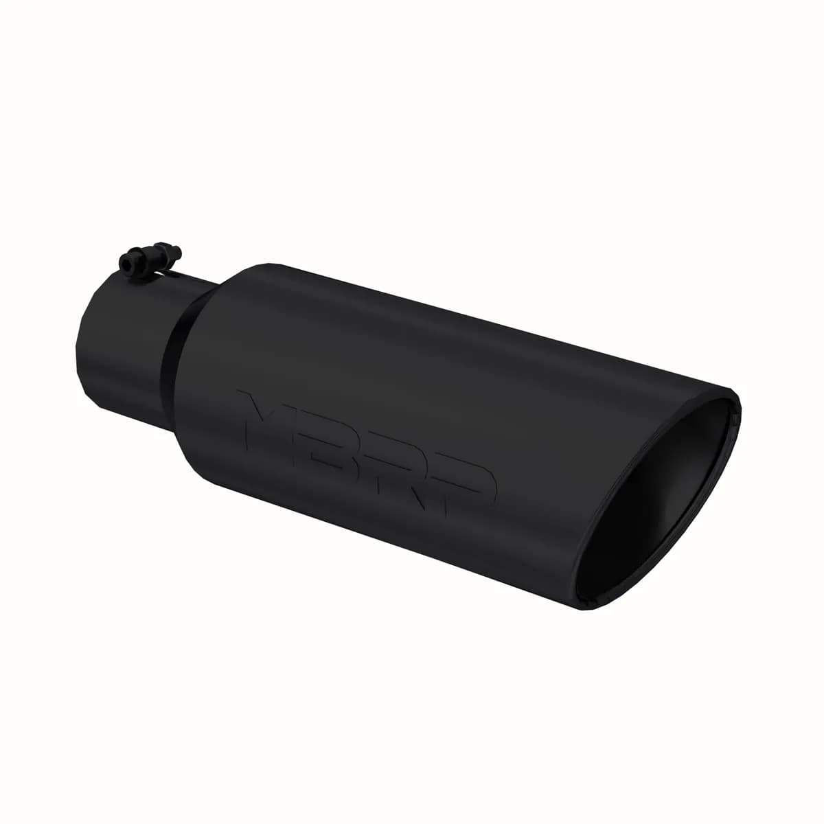 Armor BLK Exhaust Tip; 4 in. Inlet Diameter; 6 in. Outlet Diameter; 18 in. Length; Rolled Edge; 304 Stainless Steel; Black Coated;