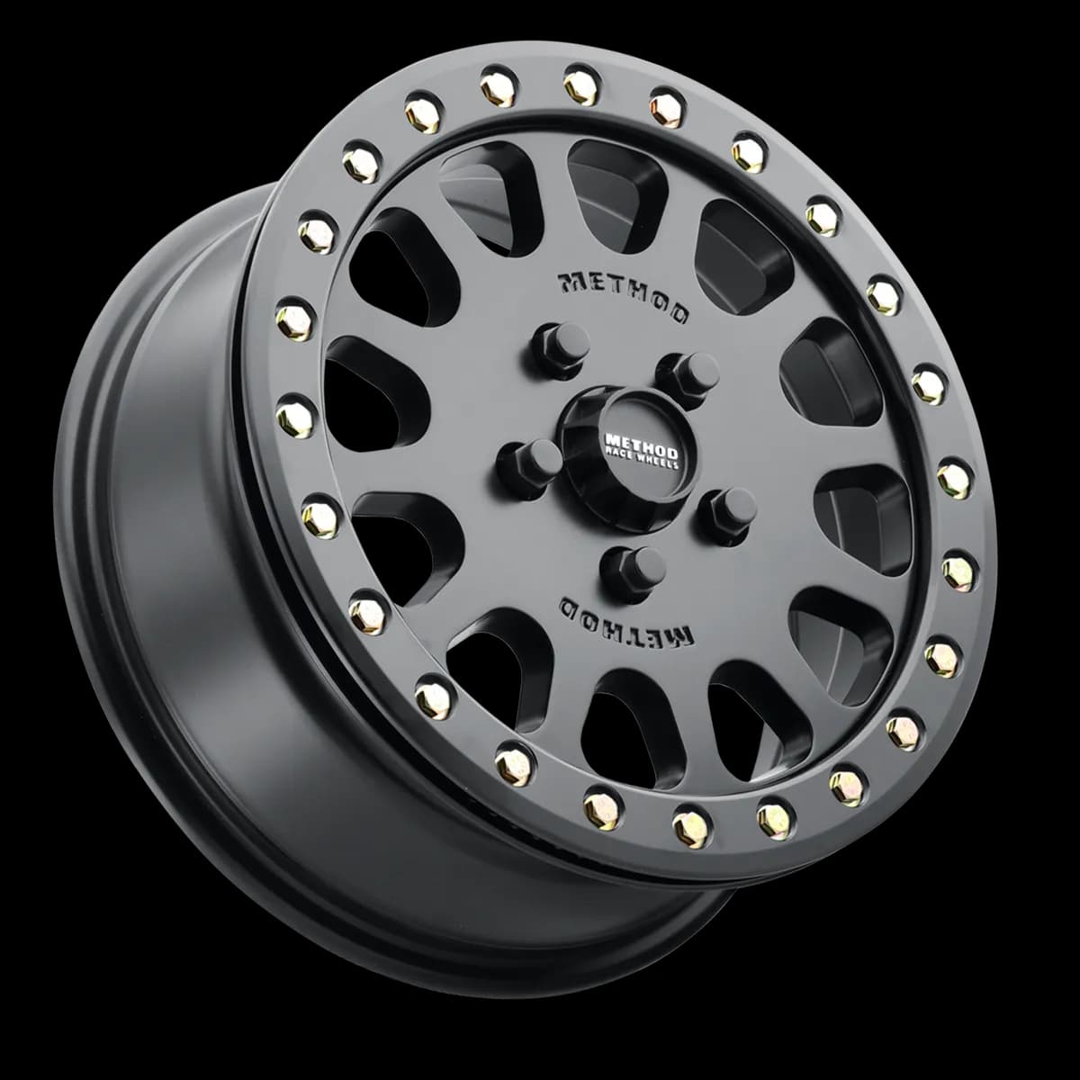 Aluminum Wheels 15x6 MR401 Beadlock UTV Bolt Pattern 5 On 114.3 Offset 49 Lip Size 0 Matte Black MB Method