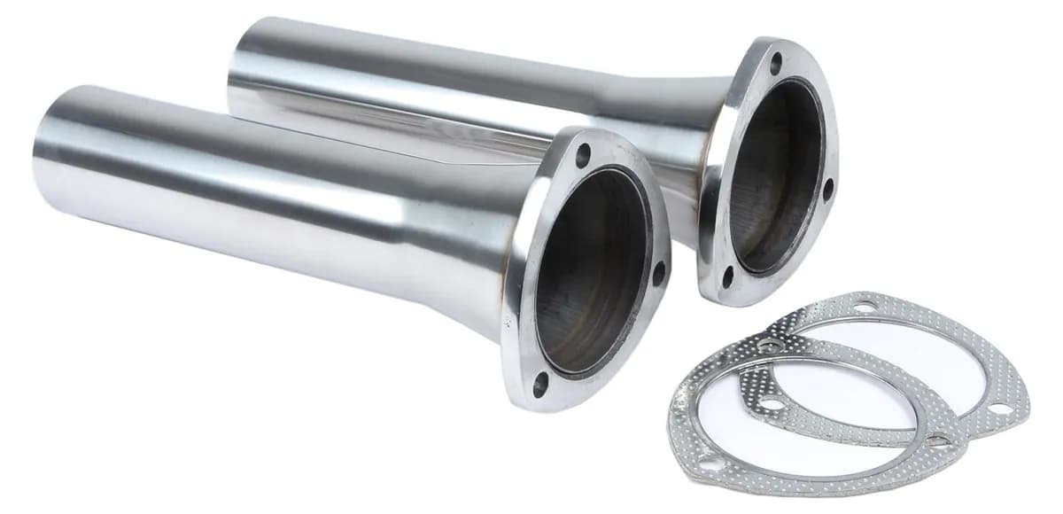 Reducers 3.5 in Header To 2.5 in Pipe Collector Polished Finish Hardware Incl 304 Stainless Steel Pypes Exhaust