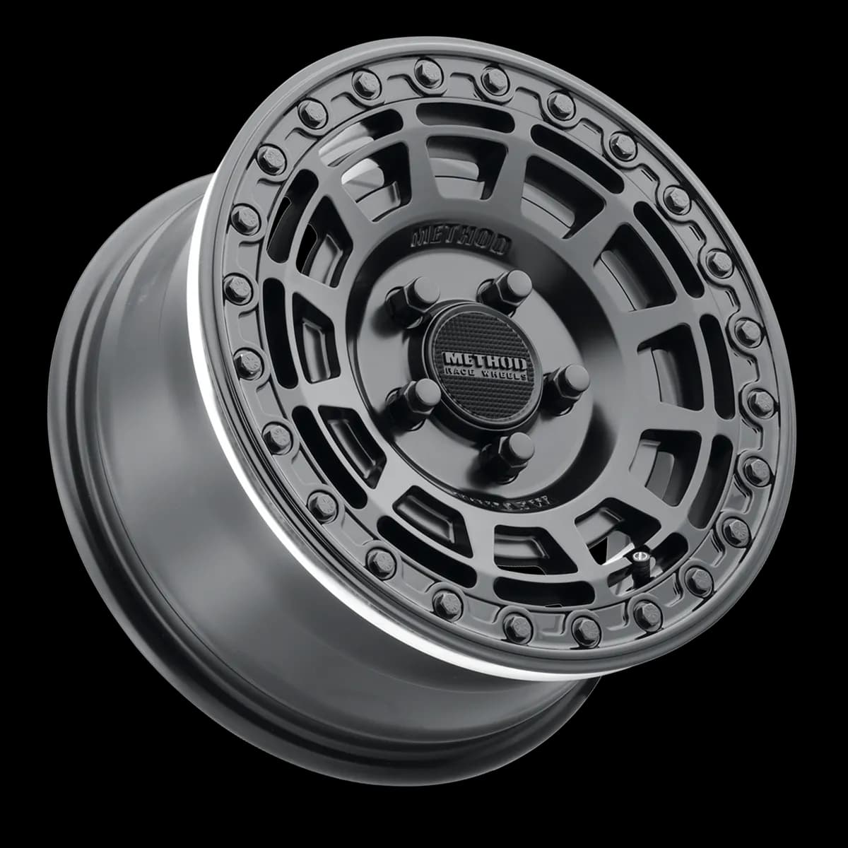 Aluminum Wheels 15x10 MR415 Beadlock UTV Bolt Pattern 5 On 114.3 Offset 25 Lip Size 2.09 Matte Black MB Gloss Black Ring Method