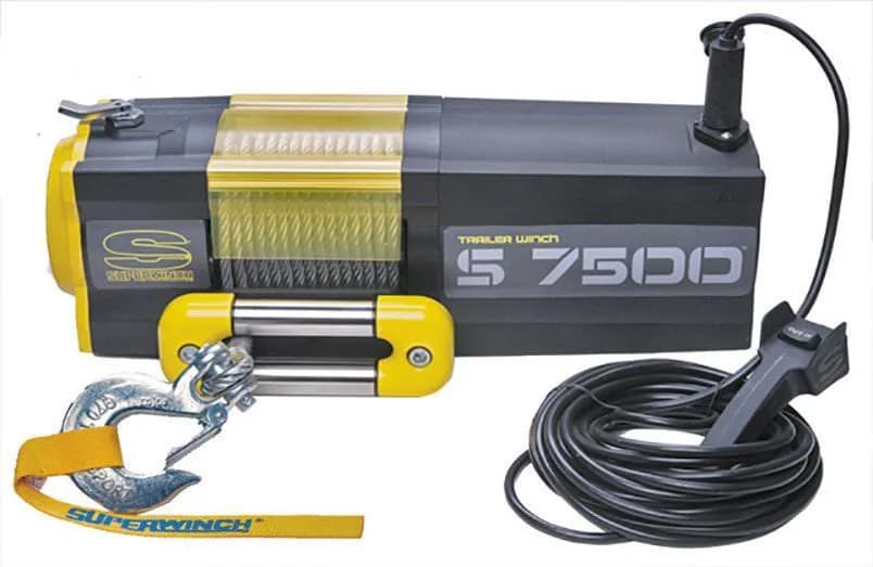 S7500 7500lb 12V DC Trailer Winch with Steel Wire Rope Yellow - 1475200