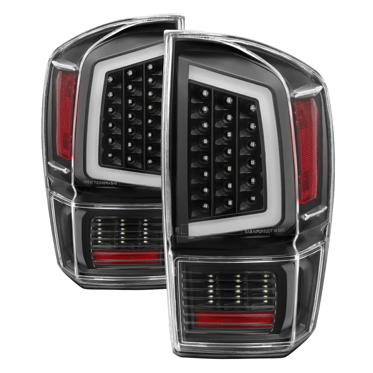 XTune Light Bar LED Tail Lights; Black;