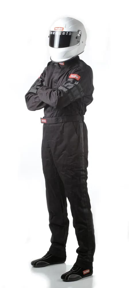 One Piece Single Layer Racing Driver Fire Suit; Sfi 3.2a/ 1 ; Black Medtall
