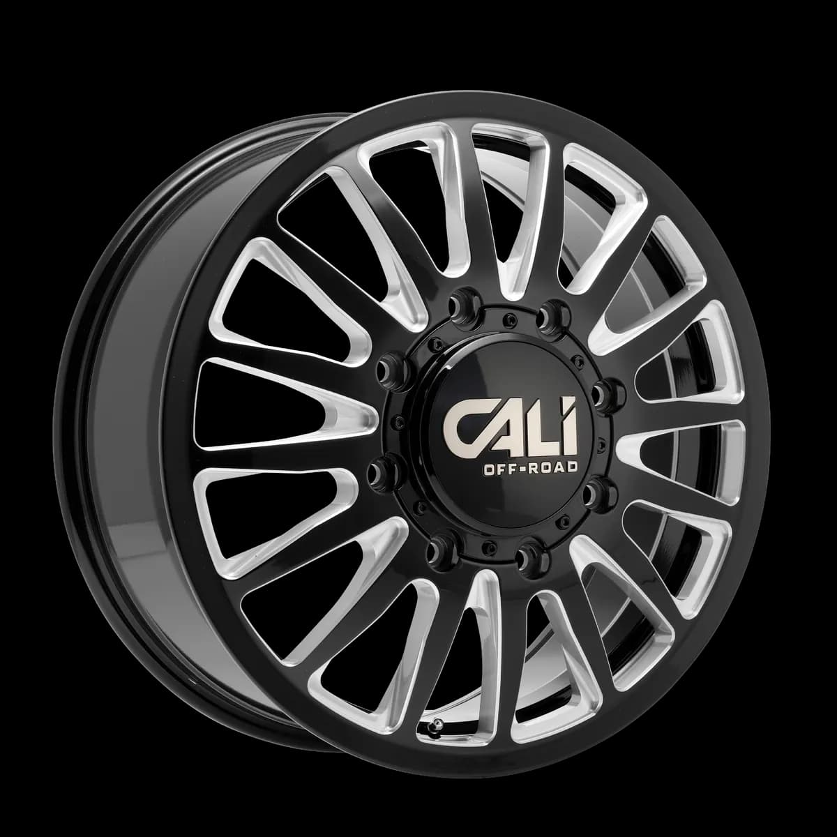 Dually Wheels Summit Dually 9110D GB 20x8.25 Milled Spokes Gloss Black 8 On 200 Bolt Pattern 115 Offset Cali Offroad Wheels