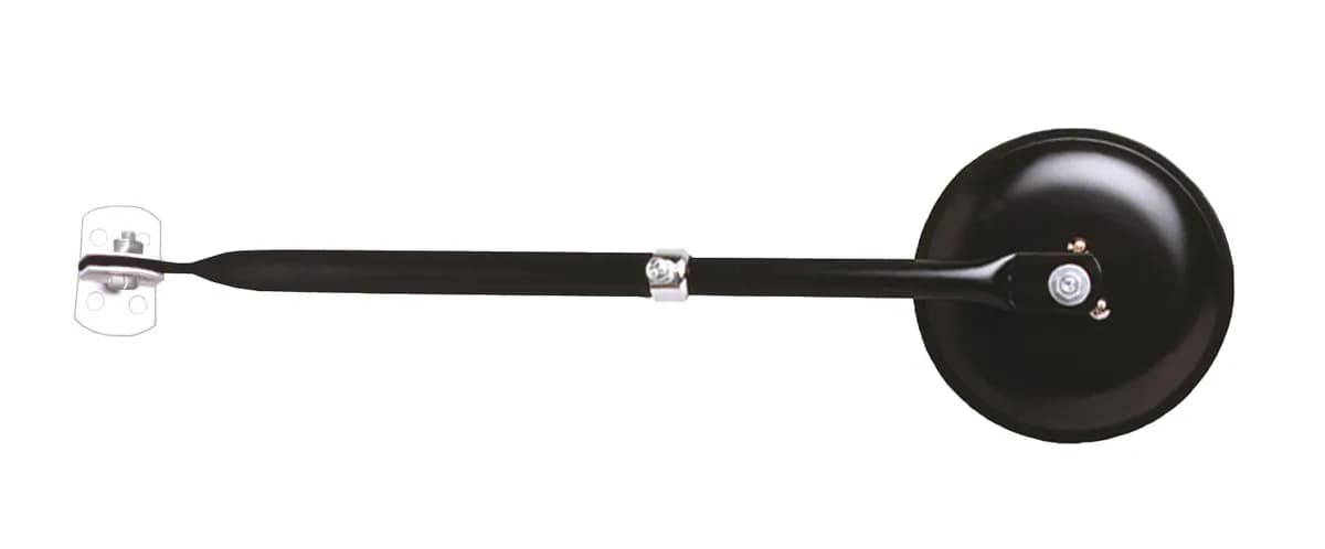 OE Replacement Mirror; Universal; Manual Mirrors; Flat Glass; w/5 in. Round Head; Black;