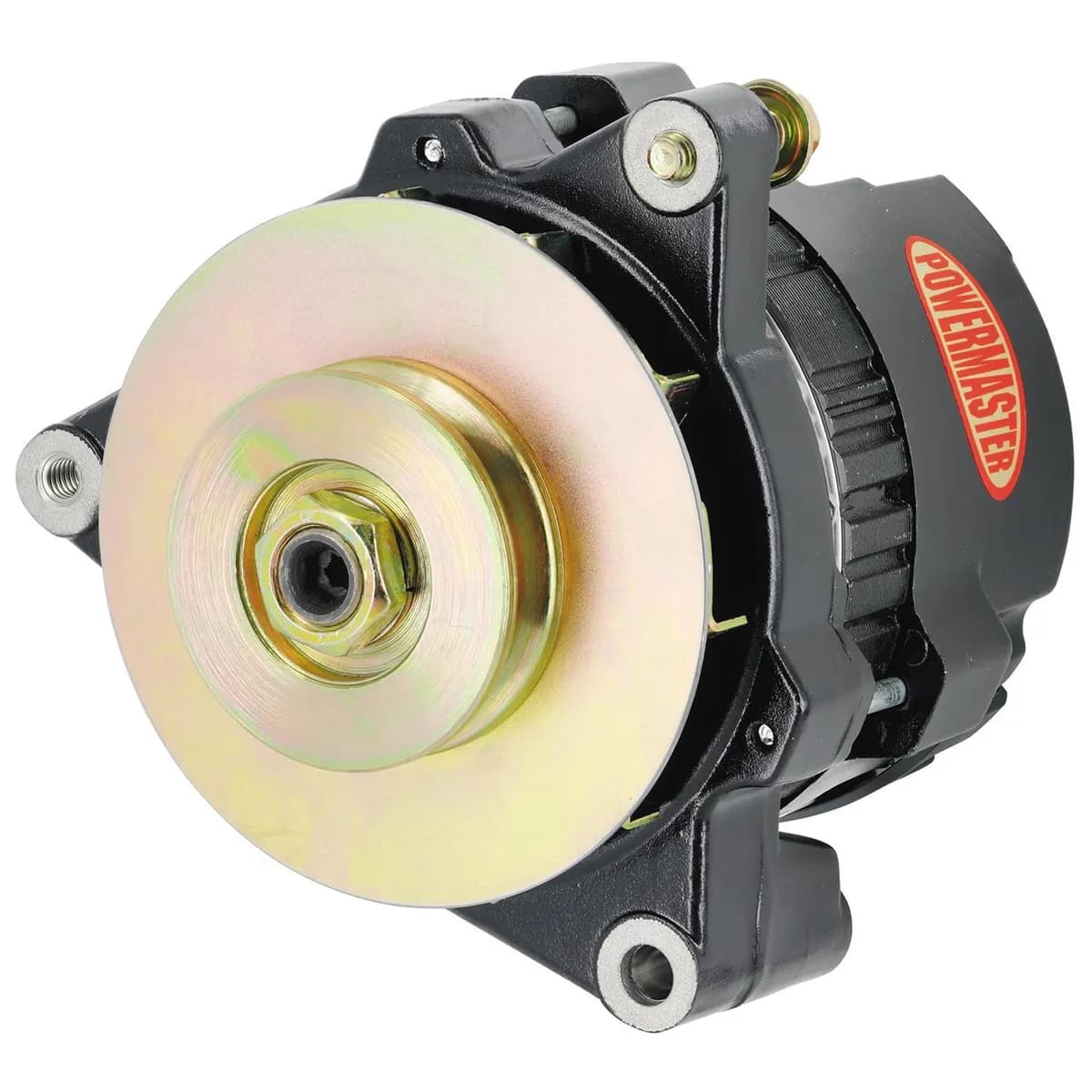 GM 5X5 Race Alternator; CS121; 3 Point Mounting; Side Battery Post; 100 Amp; 60 Idle; XS Volt; 1 Groove V Type Pulley; Black;