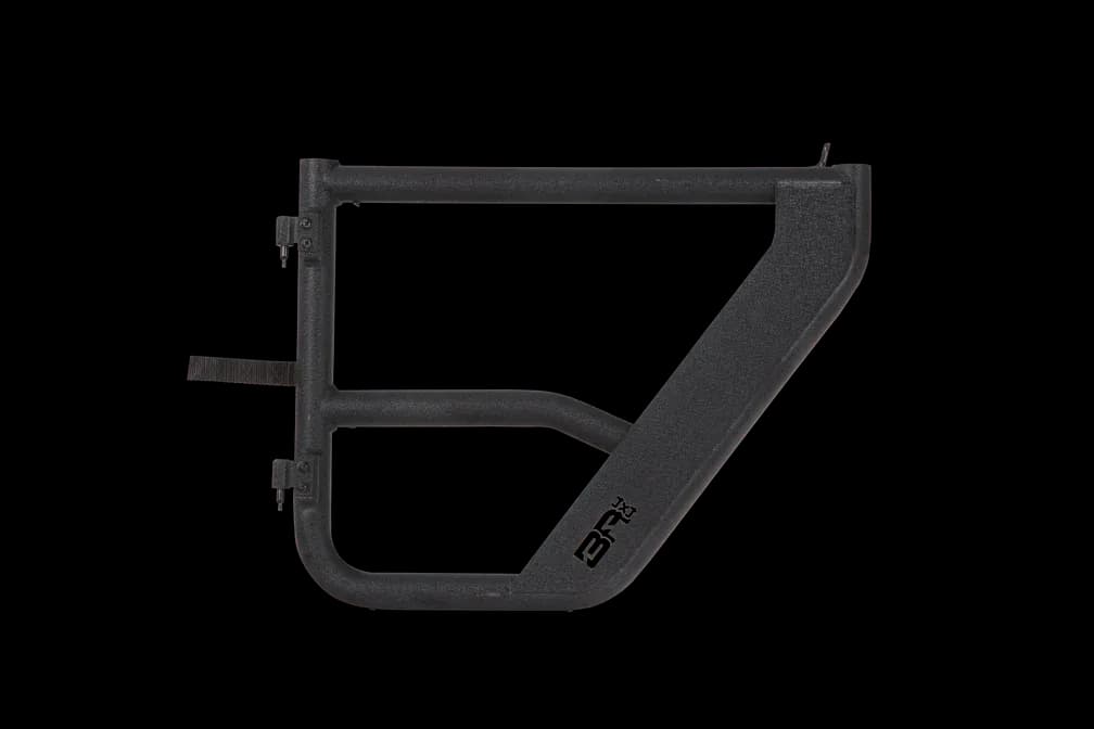 Tube Doors; 2 in. Steel Tube; Rear; Textured; Black; Metal; Pair; Internal Latch Mechanism;