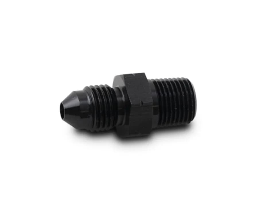 Male AN to Male BSPT Adapter Fitting; -6AN To 3/8-19 in. BSPT; Aluminum; Black Anodized;
