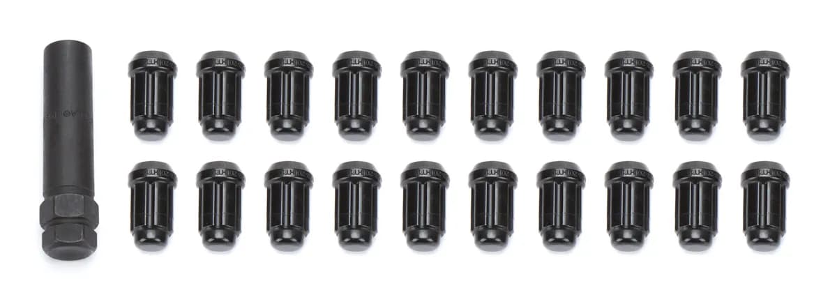 Small Diam Spline Acorn Lug Nuts 3/4&13/16 Key 1/2-20 Black 20qty K5CS-00012BGR