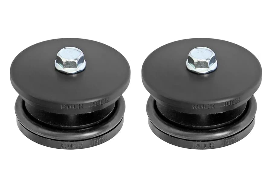 Spring Tower Frame Plug Kit for JL JT and JK Frames. CNC Machined Black Delrin RockJock 4x4