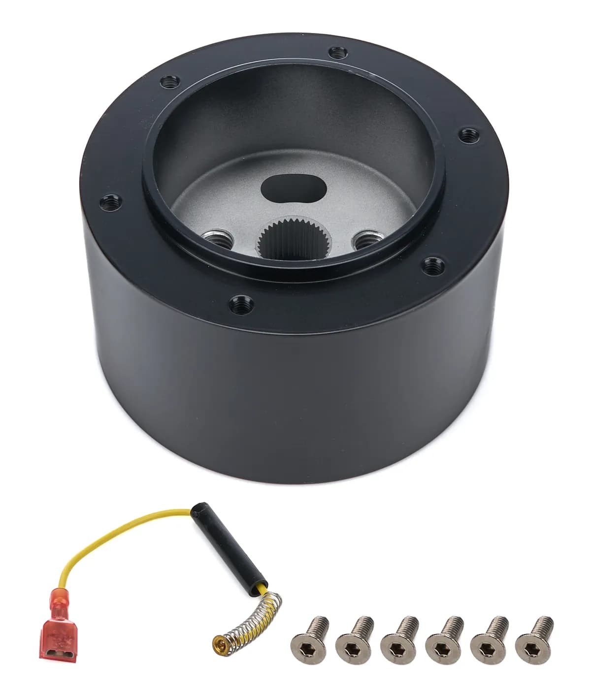 Steering Wheel Hub Adapter; Fits w/67-94 GM; 6 Bolt Trans Am; Black Billet Aluminum;