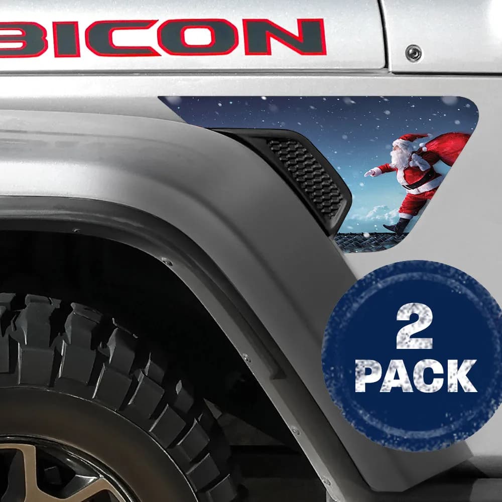 Santa on a Roof 2pc Vinyl Fender Decal