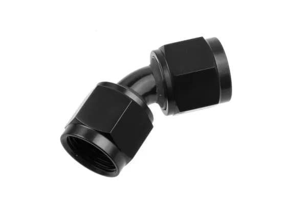 12 Female to Female An/Jic Flare Swivel Coupling 45 Deg Black