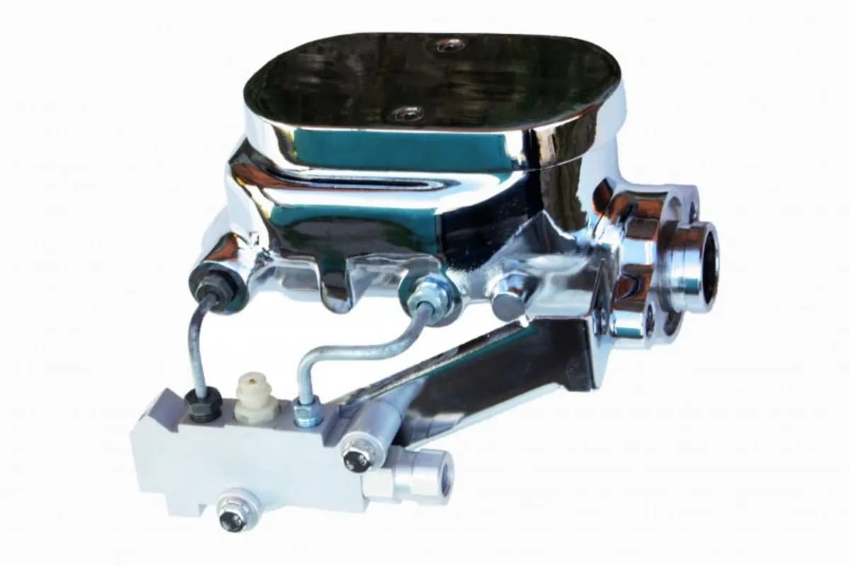 Leed Brakes M_6B2 Master cylinder kit 1-1/8 inch bore chrome flat top with disc/drum valve
