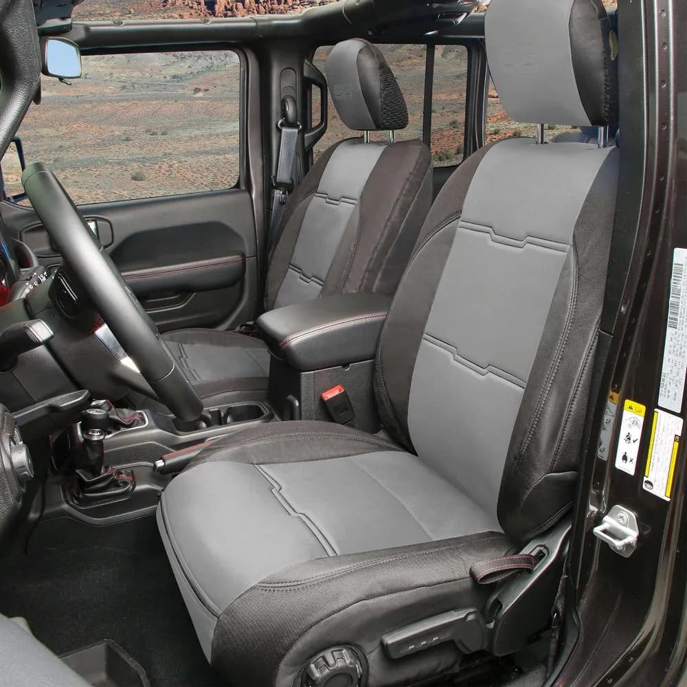 20c Gladiator JT Gen2 Neoprene Front/Rear Seat Cover; Charcoal/Black