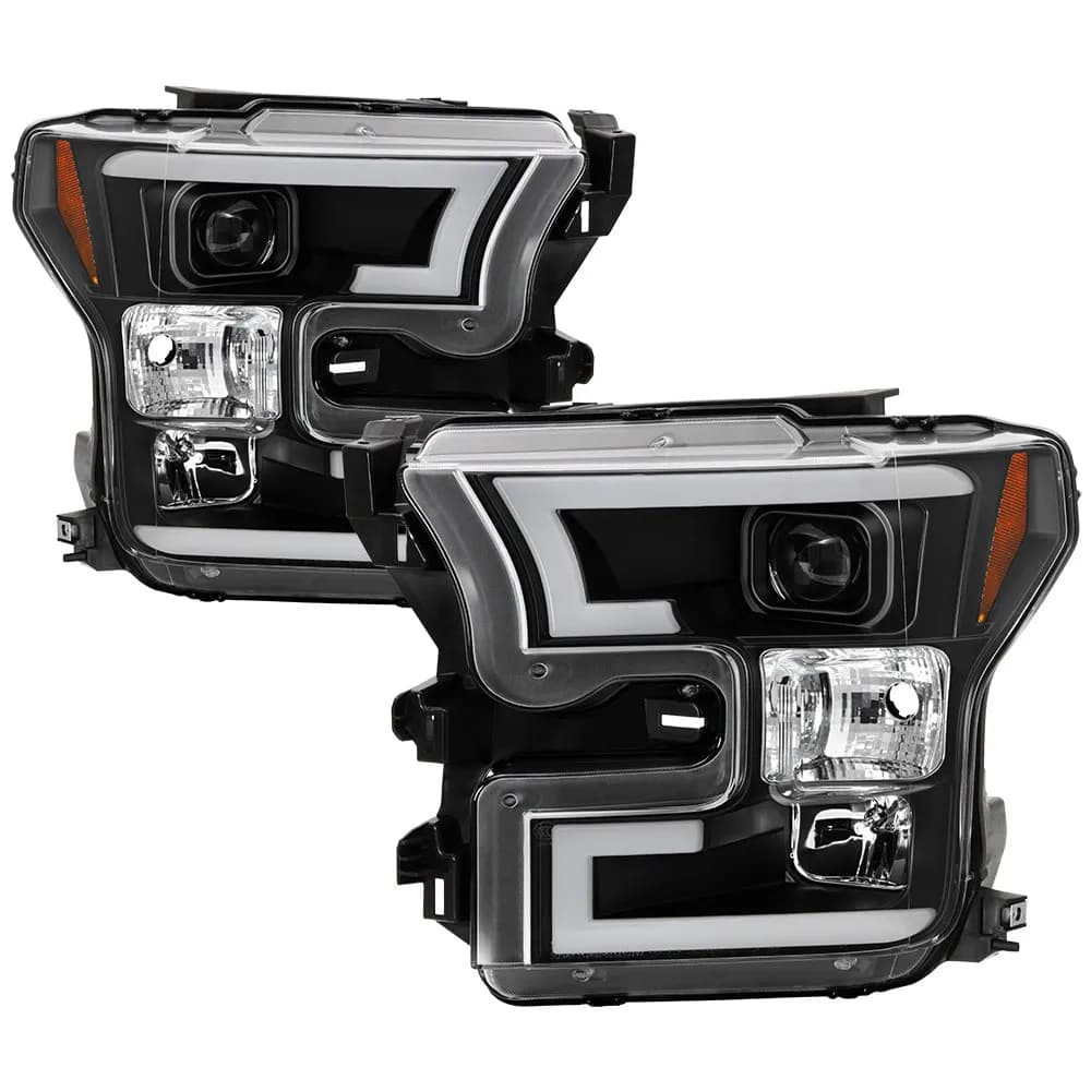 ( Spyder Platinum ) Ford F150 2015-2017 Halogen Model Only ( do Not Fit Factory LED Model ) High-Power LED Module (Low Beam) Equipped Headlights - Black - Low Beam: LED (Included) - High Beam: - Turn Signal: