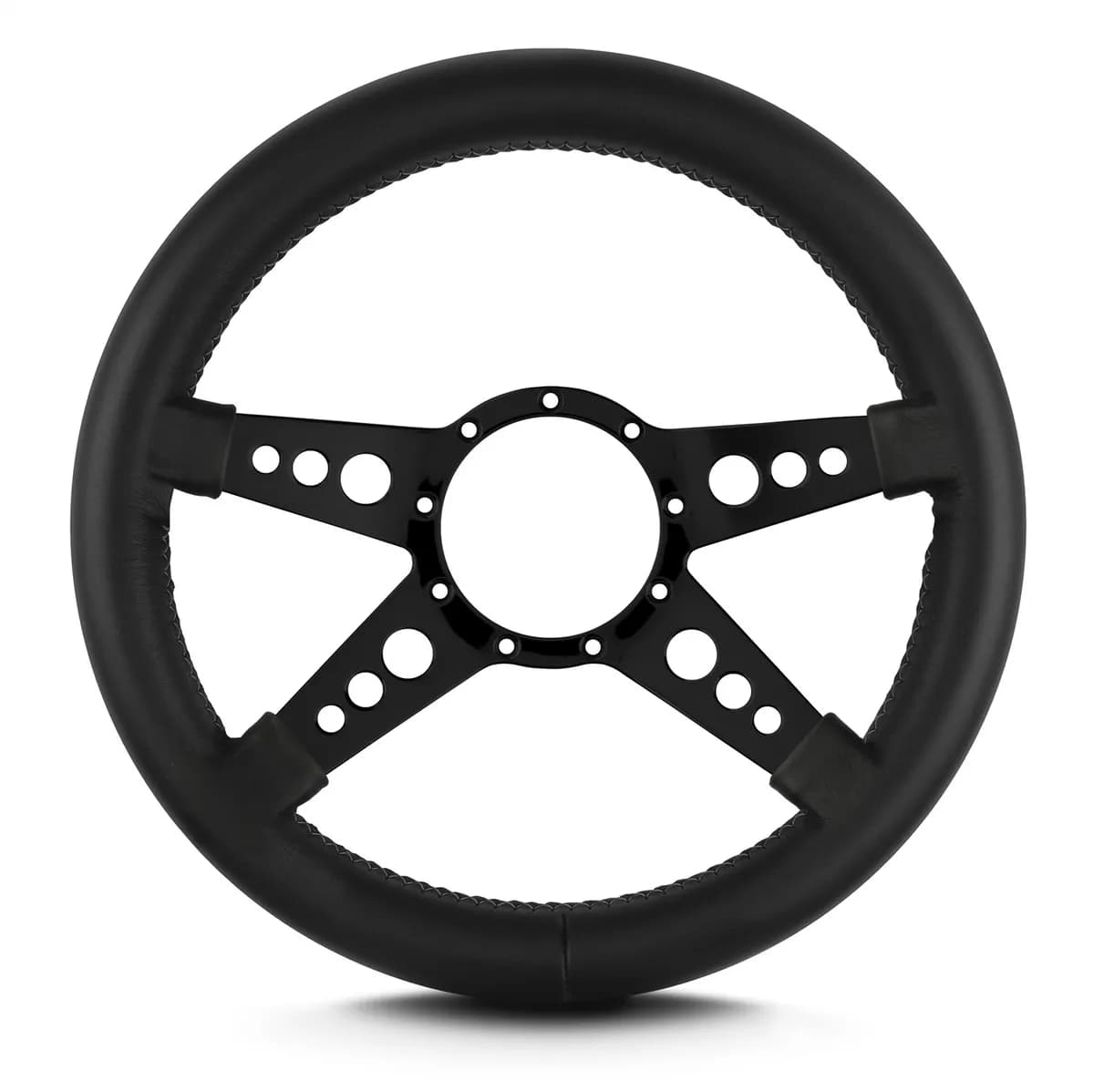 Lecarra Mark 9 GT Steering Wheel; Black; Black Spokes; 14 in. Thick Grip;