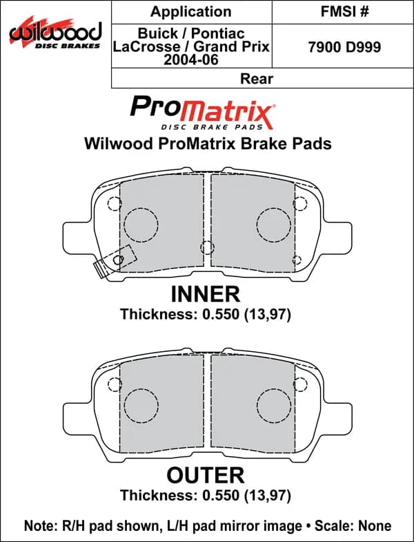 2004 - 2013 Buick, Chevrolet, Pontiac Original Equipment Pads - 150-D0999K
