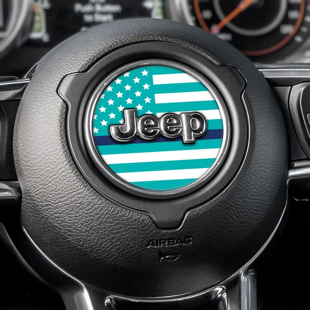White & Light Blue Thin Blue Line Steering Wheel Decal