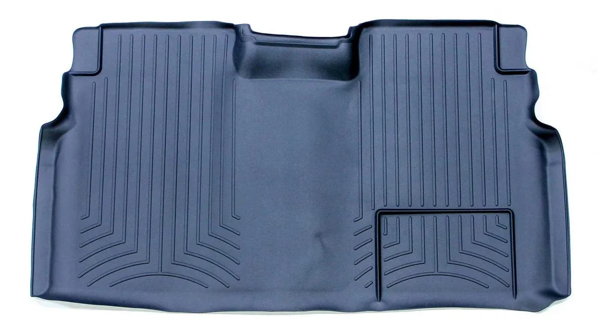 2009 + Ford F150 Super Crew Black Rear Floorliner Has Labeled Trims For Bench Seat And Subwoofer