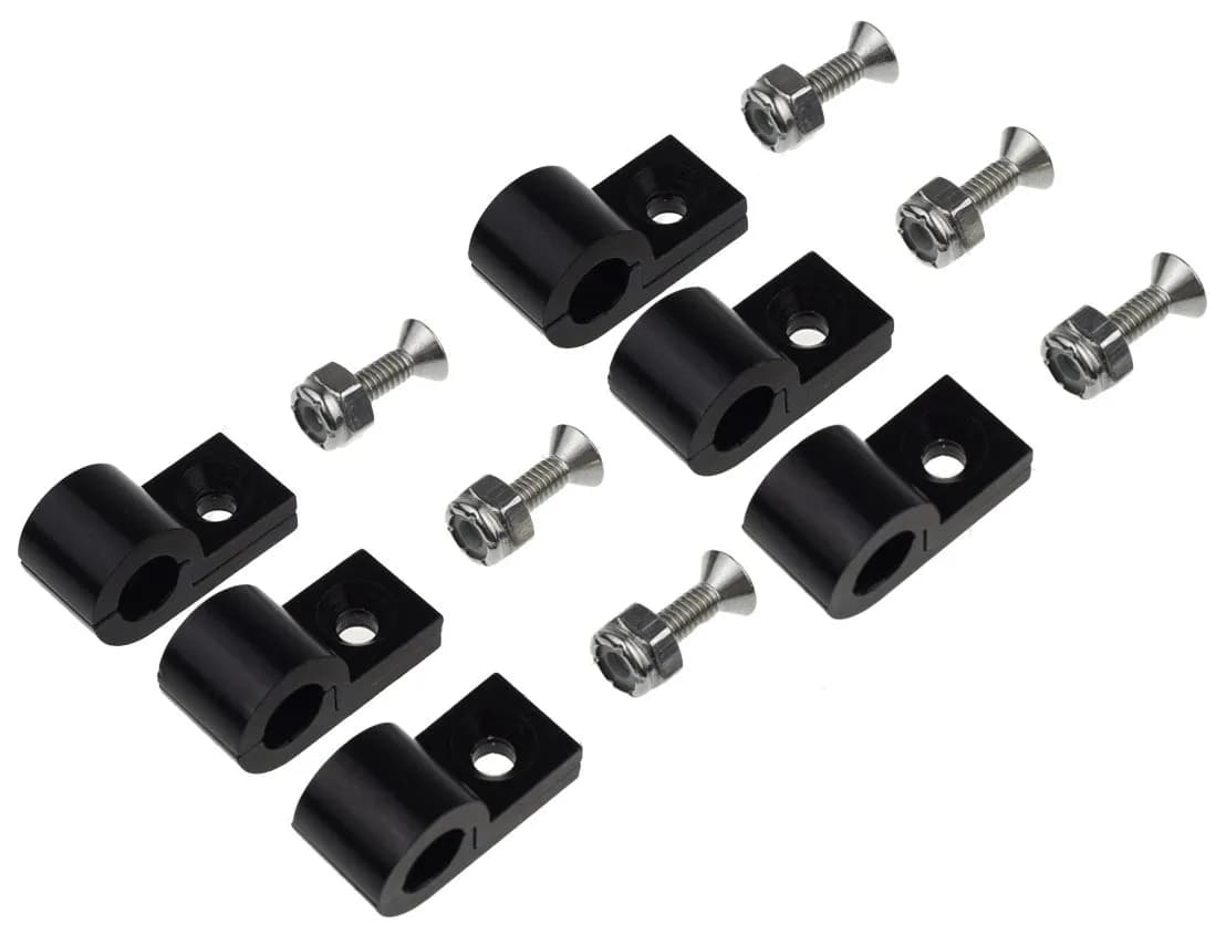 9/16in Polished Aluminum Line Clamps Black 6pcs/Pkg