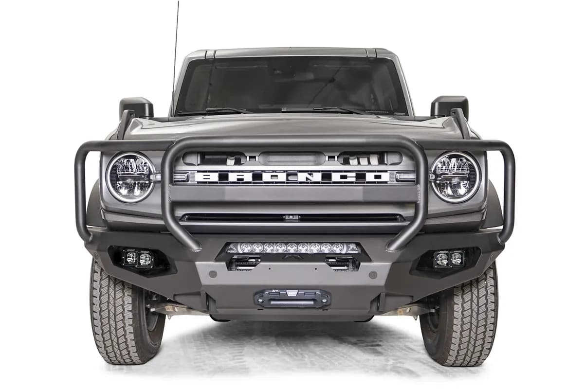 Matrix Front Bumper; w/Full Grill Guard; 2 Stage Matte Black Powder Coat;
