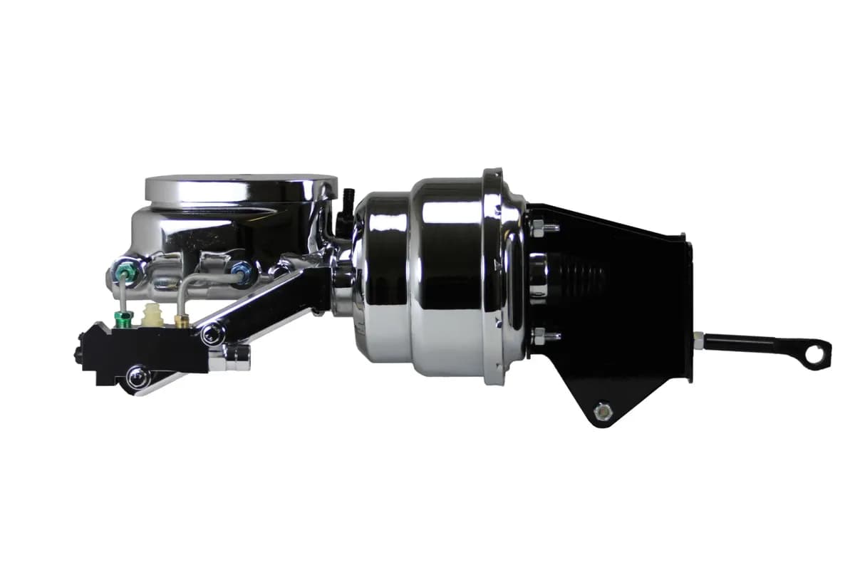 LEED Brakes 7 inch dual power booster, 1 inch bore master disc/disc (Chrome)