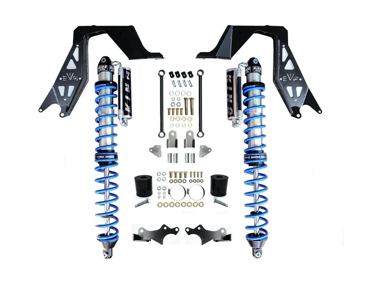14" Inch Travel EVO Spec King Nv2514 Front Bolt-On 2.5" Coilover Kit Black For Jl/Jt Wrangler & Gladiator