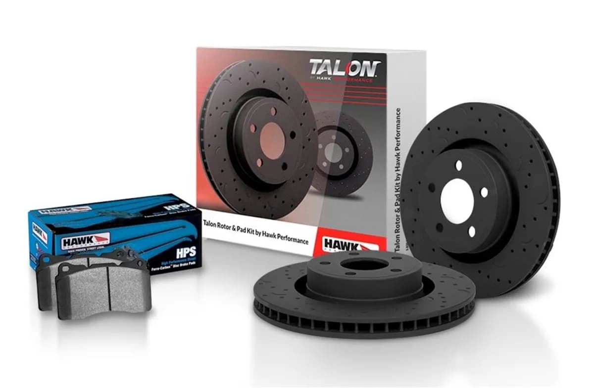 Talon Street Rotor And Brake Pad Kit; Cross Drilled And Slotted w/HPS Pads; Rear;