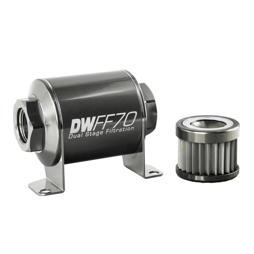 10AN Female, 10 micron, 70mm In-line fuel filter kit