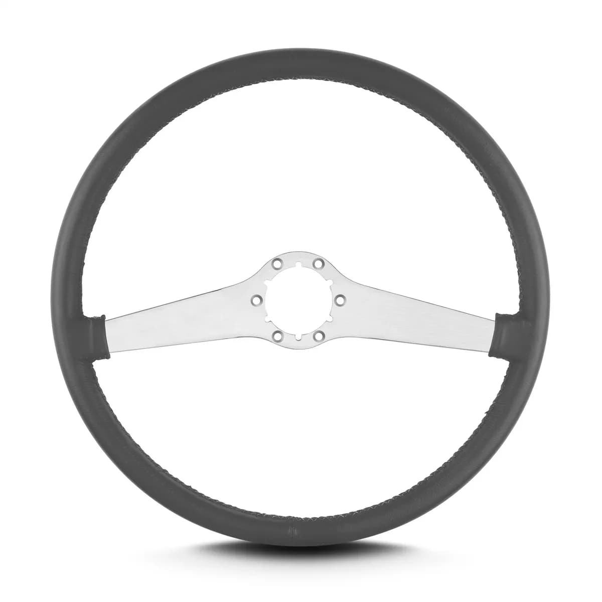 Lecarra Two Smooth Steering Wheel; Dark Grey; Brushed Spokes; 15 in. Thin Grip;
