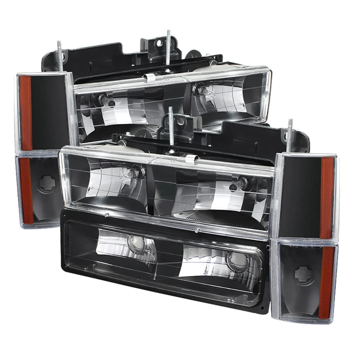 XTune Crystal Headlights; w/Corner And Bumper; Black;