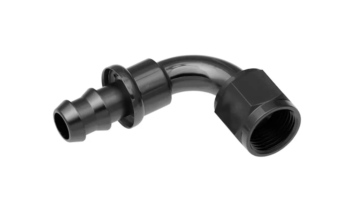 04 90 Degree An/Jic Hose End Push Lock Black