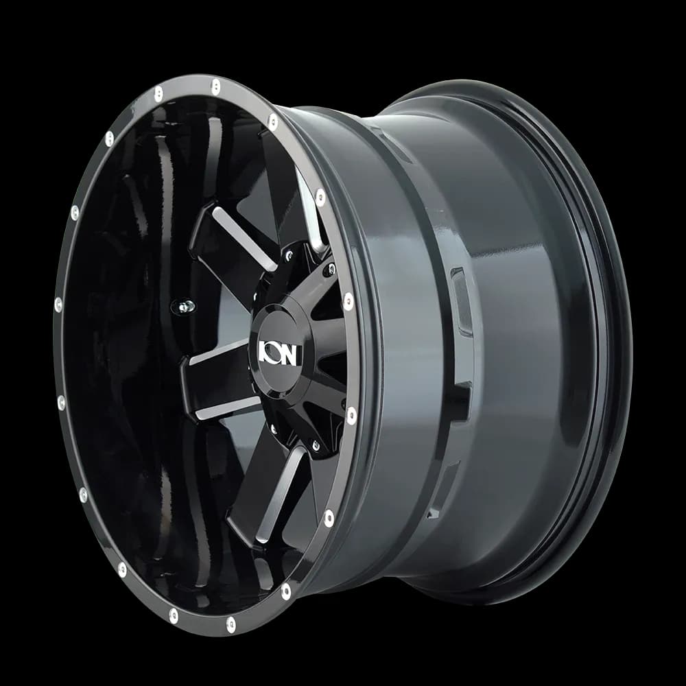 Cast Aluminum Wheels 141 GB 17x9 Milled Spokes Gloss Black 5 On 127/5 On 139.7 Bolt Pattern -12 Offset ION Wheels