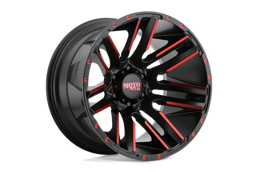 Moto Metal Wheels MO978 Series Razor Wheel, Satin Black w/ Red 20x10 5x5 - JT/JL/JK