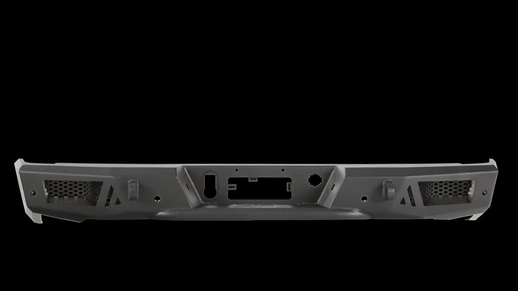 Ambush Series Rear Bumper; 3/16 And 1/4 in. Roll Steel; Non Winch; 30 in. Dual Row/4 Cube Style LED Light Mount; Black; Steel;
