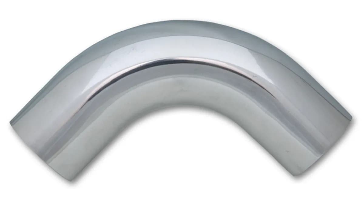 90 Degree Aluminum Bend; 3.25 in. O.D.; 3.25in. Centerline Radius; 5 in. Leg Length From Targent; 2MM Wall Thickness; 6063 Aluminum; Polished;
