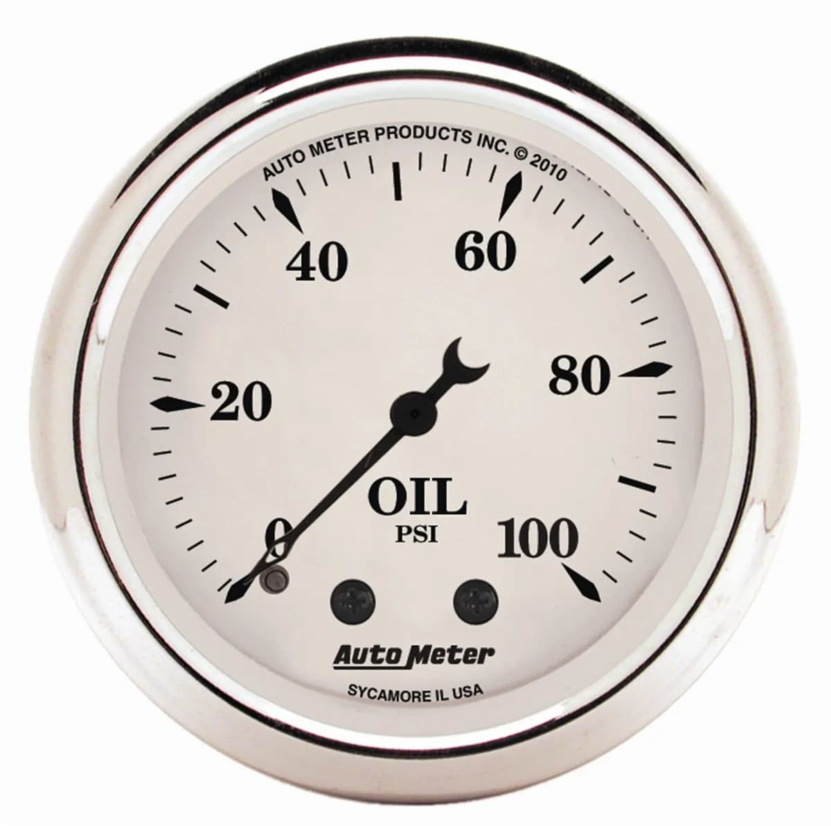 2-1/16in. Oil Pressure; 0-100 Psi; Old-Tyme White