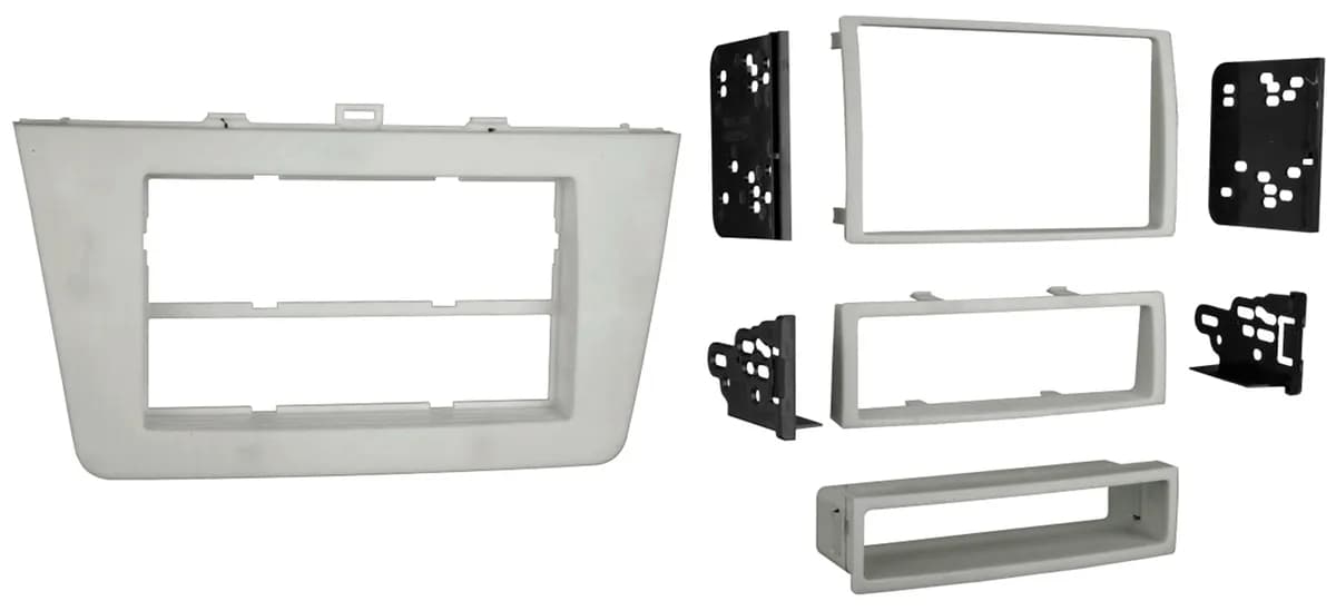 Turbokits; Radio Installation Kit; Incl. Instructions/Removable Storage Pocket; For Double Din or Two Single Din; High-Grade ABS Plastic; Silver;