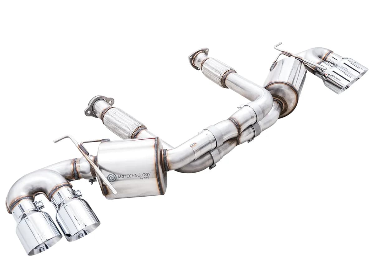 AWE Touring Edition Exhaust for C8 Corvette - Quad Chrome Silver Tips