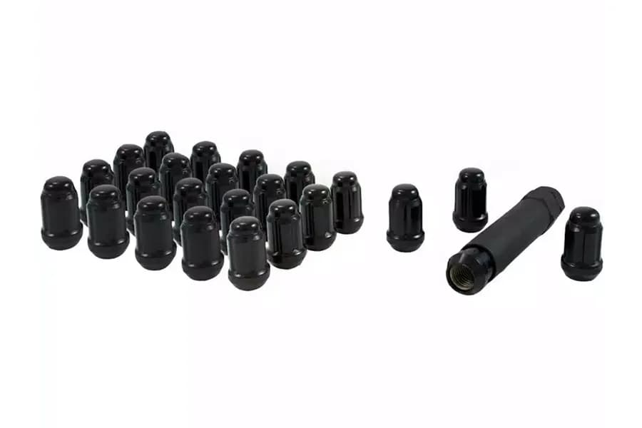 Small Diam Spln Acorn Lug Nuts 3/4&13/16 Key 1/2-20 Black Set of 24 K6CS-0012BGR
