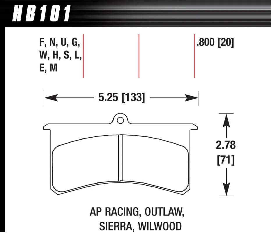 DTC-30 Disc Brake Pad; 0.800 Thickness; Fits Wilwood SL; AP Racing; Outlaw;