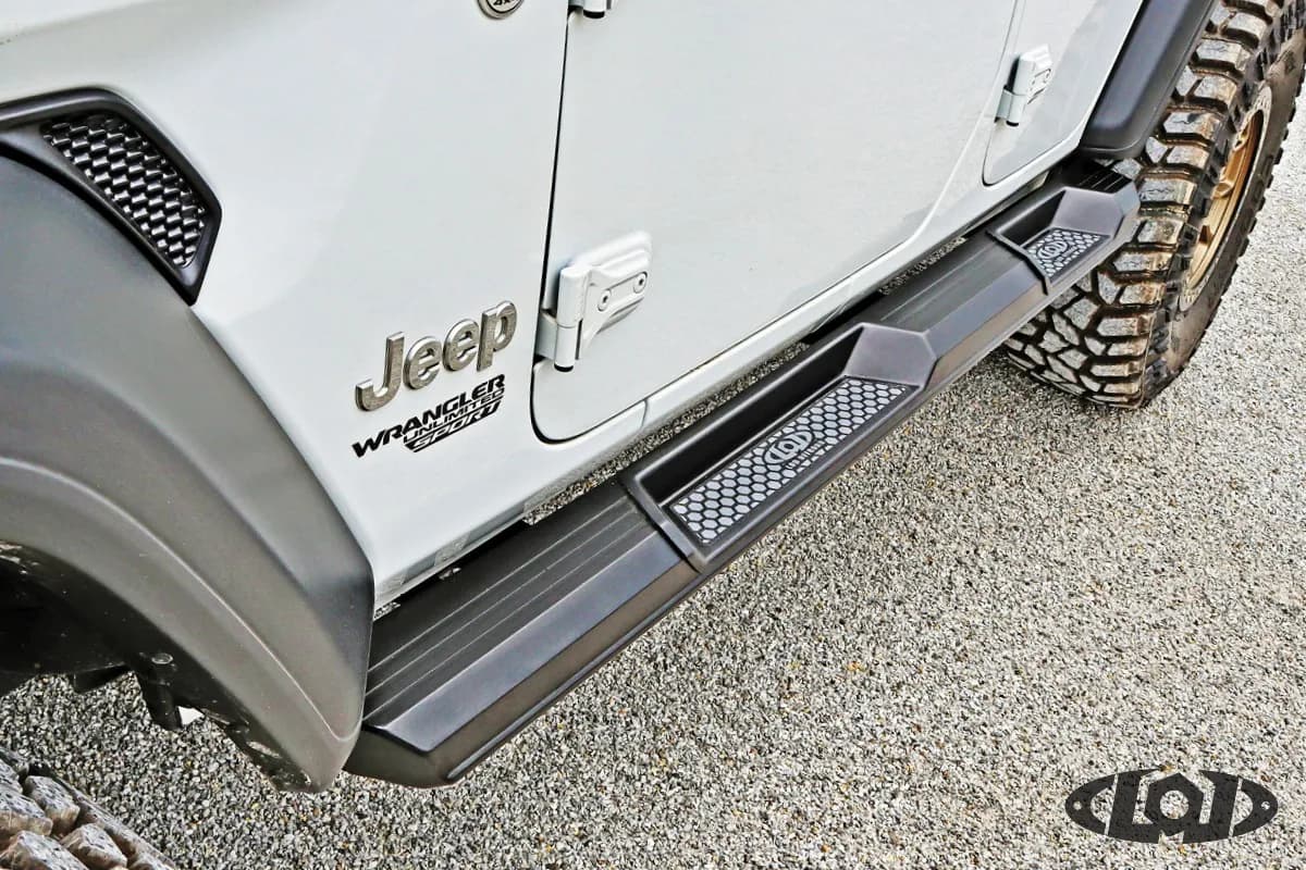 JL Armor Lite 4 Door Rocksliders Black Powder Coated box 1