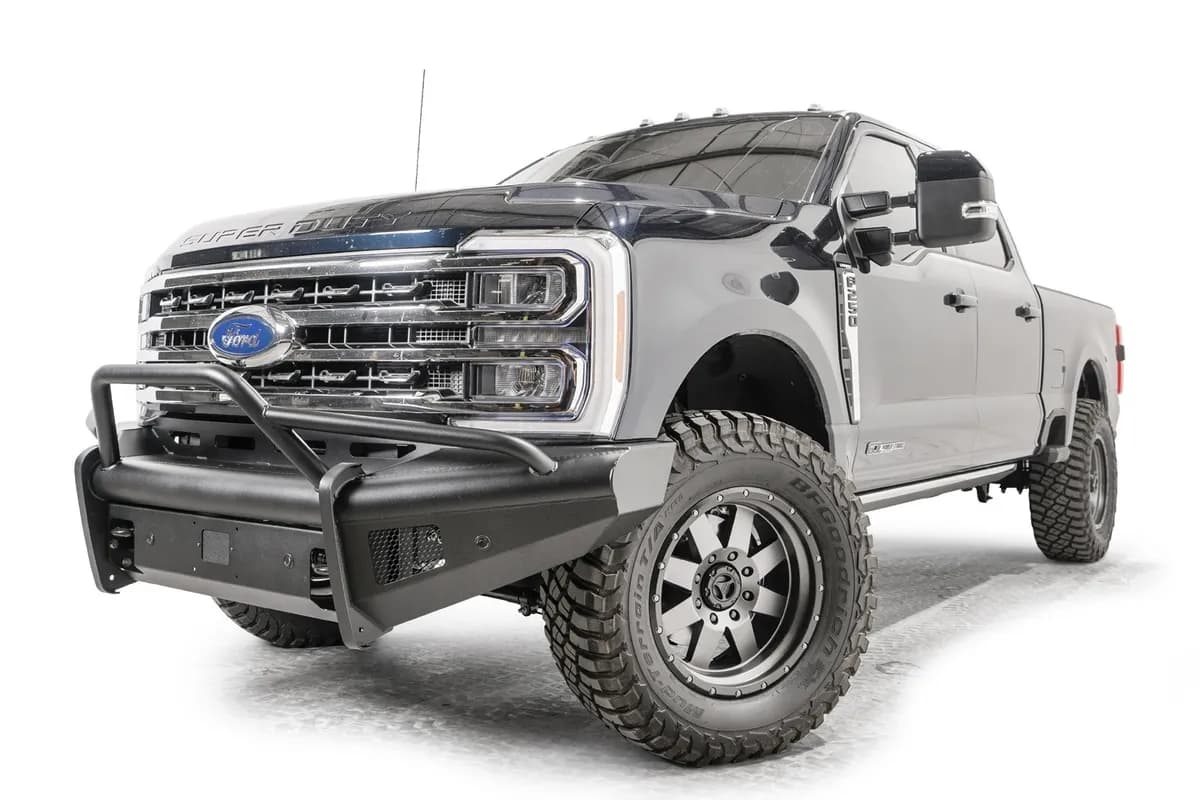 Elite Front Bumper; Black Steel; w/Pre-Runner Guard; Sensor Compatible; Black Matte;
