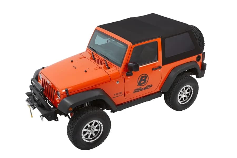 Jeep Wrangler Trektop Glide Slantback Soft Tops For Jeep 2007-2018 Wrangler JK 2 Door Black Diamond Bestop