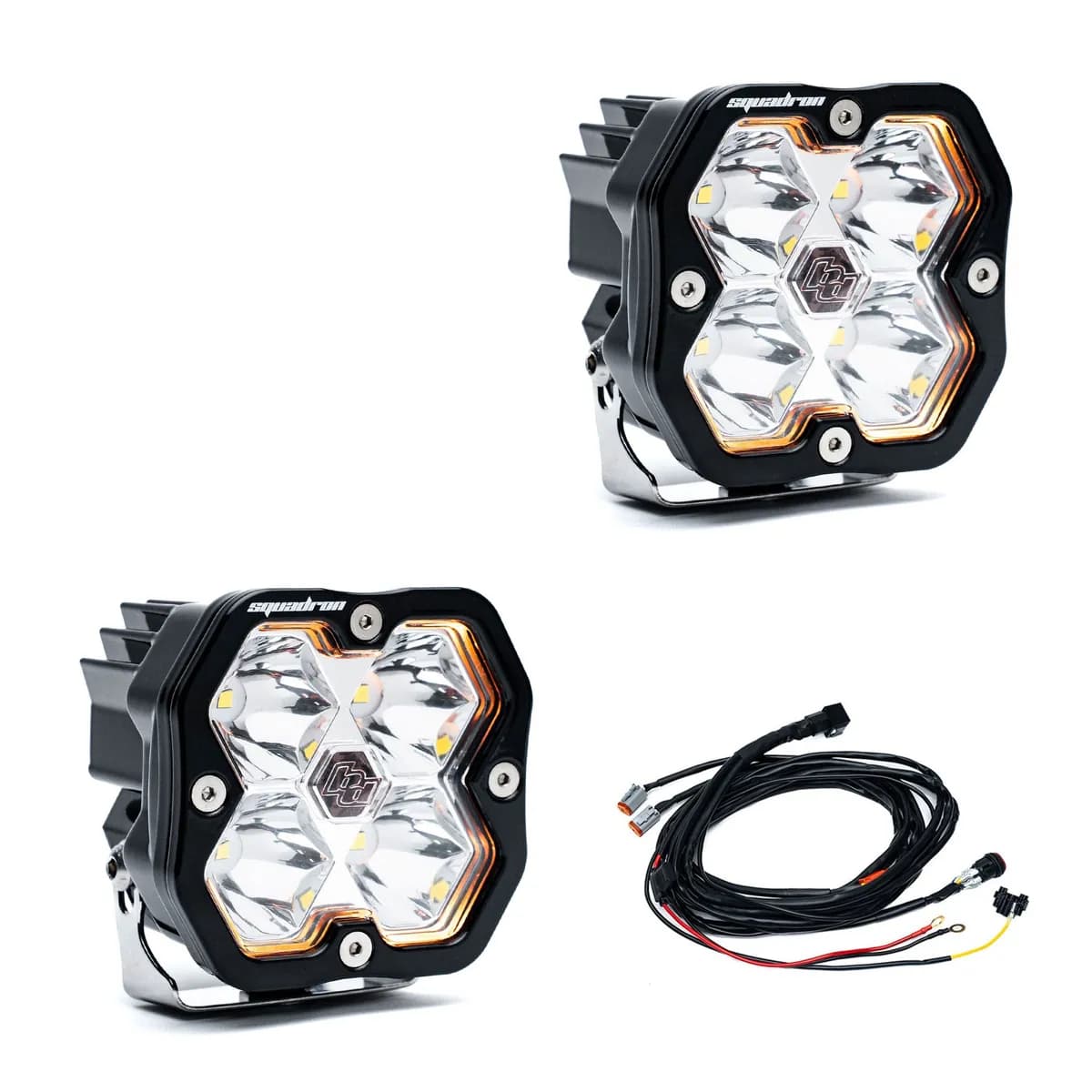Squadron 2.0 Pro Black LED Auxiliary Light Pod Pair (No Harness) Universal Baja Amber Spot Baja Designs