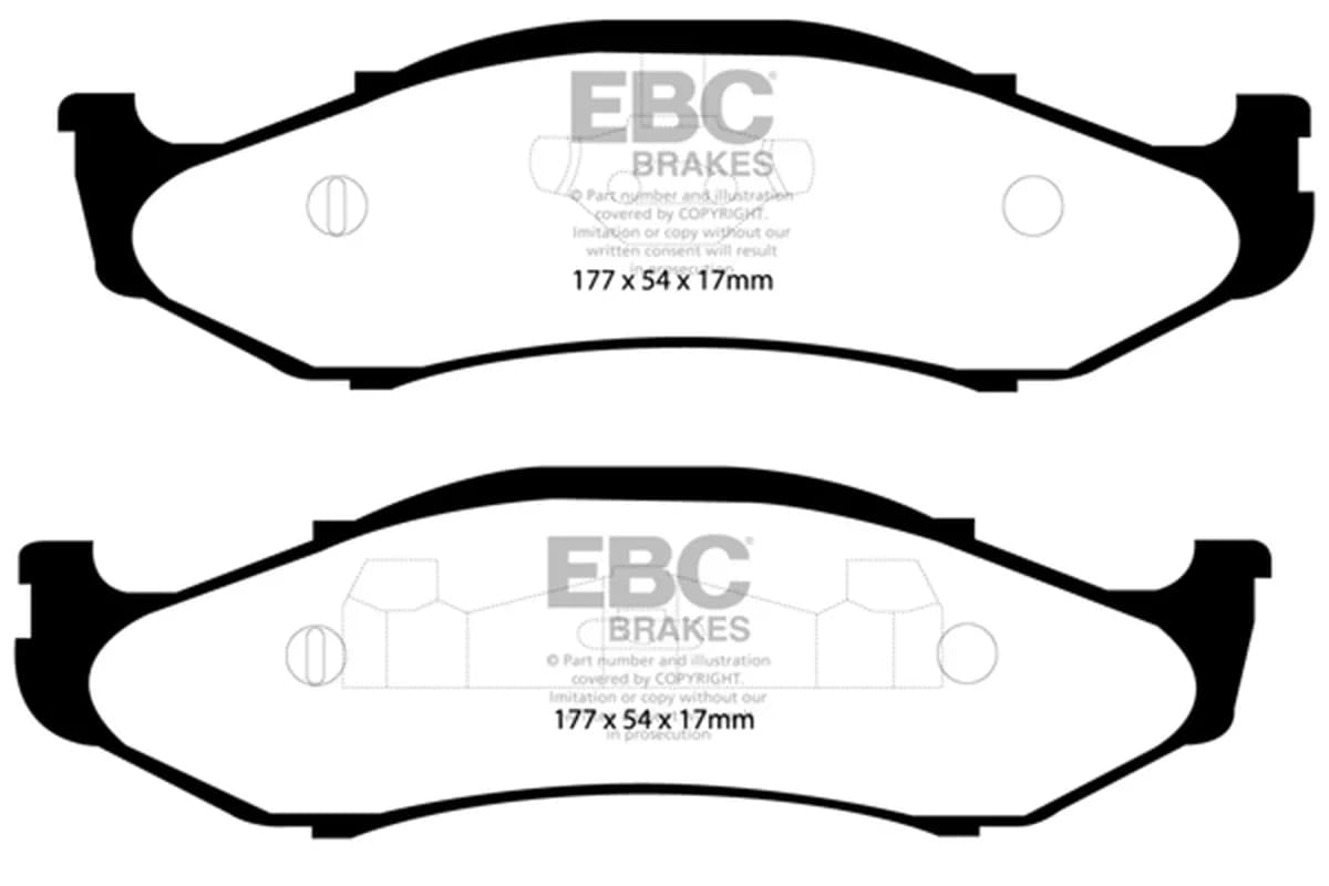 Yellowstuff Street And Track Brake Pads; FMSI Pad No. D712; Vented; 280mm Dia.; 78mm Height; 24mm Thick; 72.1mm Center Hole Dia.; Pad Dimensions: 177 x 54 x 17mm;